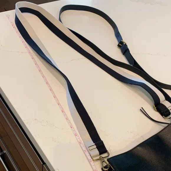 Madewell Black Leather Cossebody Bag with Striped Strap & Solid strap NWOT - Picture 15 of 15